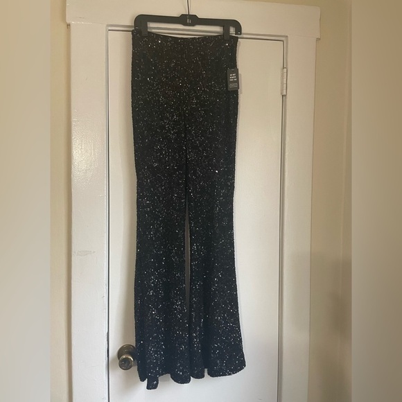 Express super high waisted flare sequin pant size Small - Picture 2 of 13